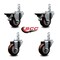 Service Caster 3'' Maroon Polyurethane Wheel Swivel 7/8'' Square Stem Caster Set 2 Brakes, 4PK SCC-SQ20S314-PPUB-MRN-PLB-78-2-S-2 - alternate 3